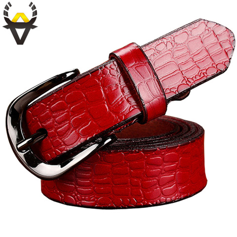 Fashion Genuine leather Belts for women Crocodile design Pin buckle belt woman Quality cow skin waist strap female width 2.8 cm ► Photo 1/6