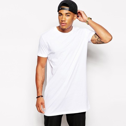 2022 Brand Mens T-Shirt White Long Hip Hop StreetWear Men T Shirt Extra Long Length Tee Tops Longline For Male Clothing Tshirts ► Photo 1/5