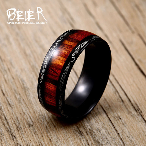 316L Stainless Red Woodiness For Man Titanium Steel High Polished Man's Fashion Ring BR-R087 ► Photo 1/6