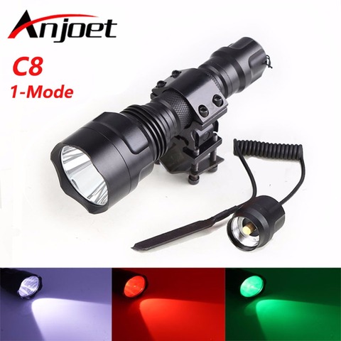 Set Tactical Flashlight White/Green/Red CREE T6 led Hunting Rifle torch lighting+Pressure Switch Mount Hunting Rifle Gun Lamp ► Photo 1/6