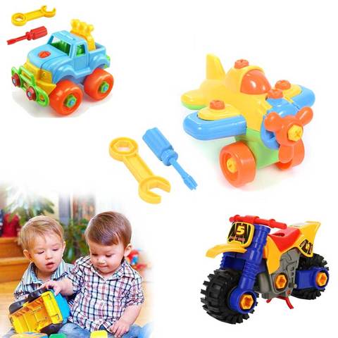 Children Train Car Toy DIY Disassembling Plane Car Building Blocks Model Tool with Screwdriver Assembled Educational Toys ► Photo 1/6