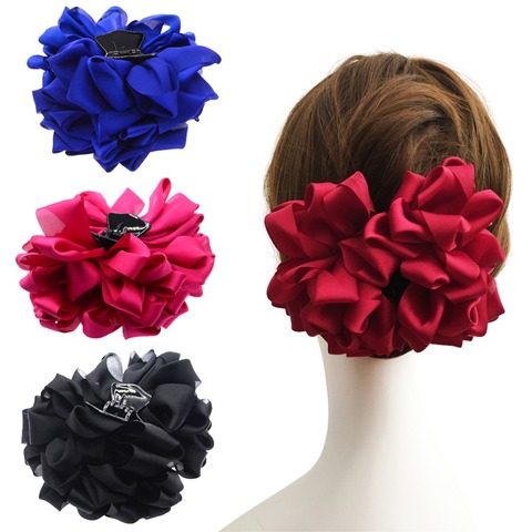 New Large Silk Flower Bow Hair Claw Jaw Clips For Women Hair clamps Girls' Wedding Barrettes Hair Accessories PC081 ► Photo 1/6