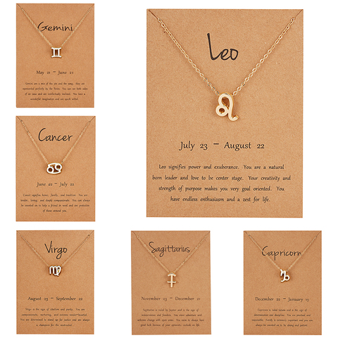 Female Elegant Star Zodiac Sign 12 Constellation Necklaces Pendant Charm Gold Chain Choker Necklaces for Women Jewelry Cardboard ► Photo 1/6