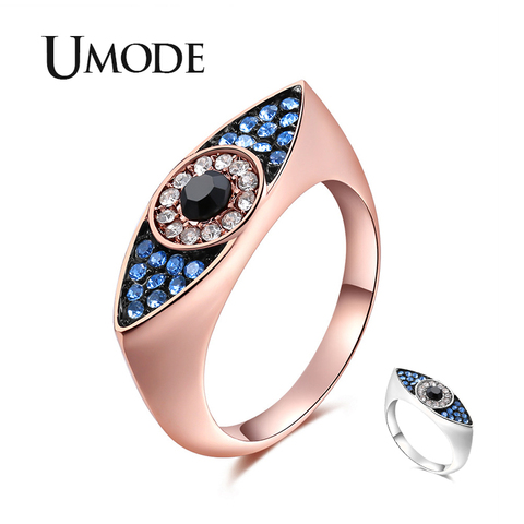 UMODE New Fashion Blue Evil Eye Women Rose Gold Rings for Finger Stone Kpop Ring Ladies Jewelry Accessories Free Shipping UR0500 ► Photo 1/6