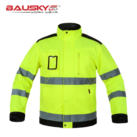 Bauskydd Reflective Jacket High visibility Men Outdoor Working Tops Fluorescent Yellow Multi-pockets Safety Workwear Clothing ► Photo 1/1