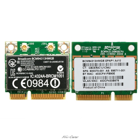 2022 Half Mini PCI-E 802.11n Bluetooth Wifi Card BCM94313HMGB 600370-001 for DELL for HP ► Photo 1/6