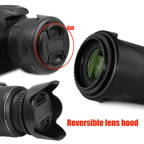 Reversible Lens Hood 49mm 52mm 58mm 55mm 62mm 67mm 72mm 77mm Tulip Petal Flower Filter Thread Camera Lente Protect + Cap ► Photo 1/6