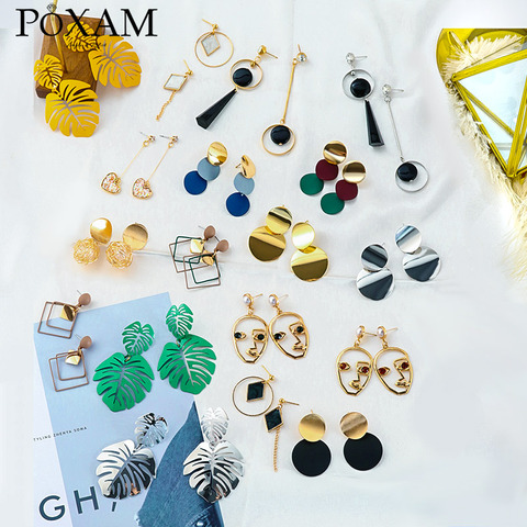 New Fashion Women Dangle Drop Korean Earrings For Women Geometric Round Heart Gold Earring Brincos Jewelry 2022 Double Eleven ► Photo 1/6