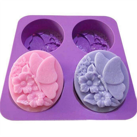Love Four Soap Mold Butterfly Cute Flower DIY Handmade Soap Silicone Mold ► Photo 1/6