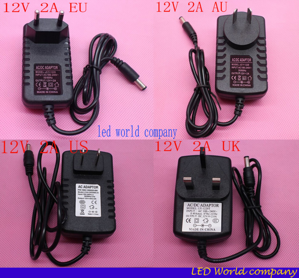 Dc 12v 2a Ac Adapter Power Supply Us/uk Plug Transformer Power