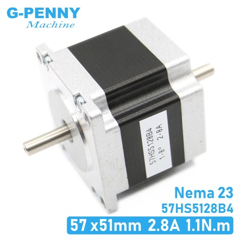Nema23 dual shaft stepper motor 1.1Nm 2.8A 6.35mm double shaft 157Oz-in 57x51mm stepping motor for 3D printer or CNC machine ► Photo 1/6