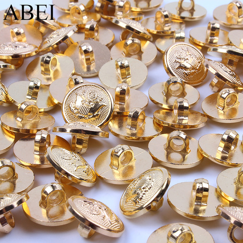 50pcs/lot 15mm Gold Vintage Buttons Metal Color Plastic Round Shank Button Handmade Garment Accessories Sewing Tools Supplier ► Photo 1/4