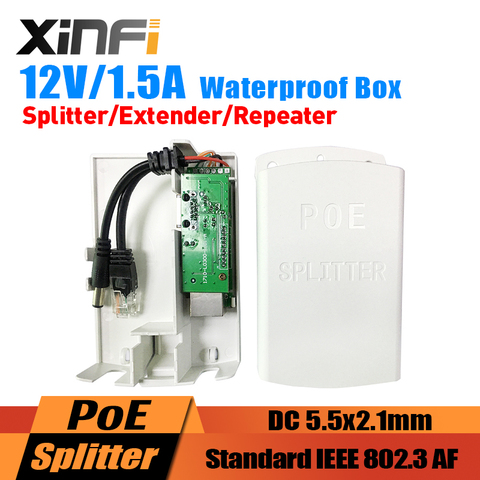 XINFI 48V To 12V1.5A PoE Splitter/Extender/Repeater IEEE802.3AF For IP Camera/AP Cascading Mode With Waterproof Box ► Photo 1/6