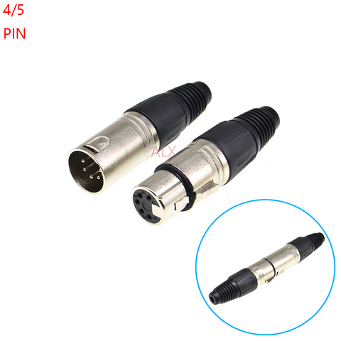 1pair Copper pin 4Pin 5Pin XLR Canon male female Plug connector Mixer Microphone audio speakers plug adapter ► Photo 1/5