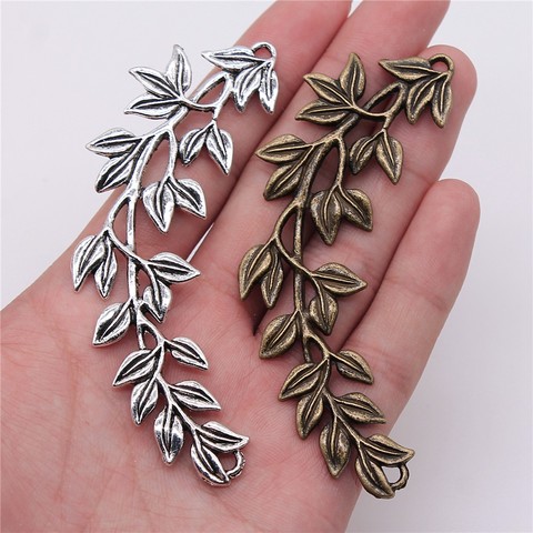 WYSIWYG 2pcs 87x38mm Pendant Branch Branch Leaf Charm Pendants For Jewelry Making Antique Silver Color Big Branch Charm ► Photo 1/3