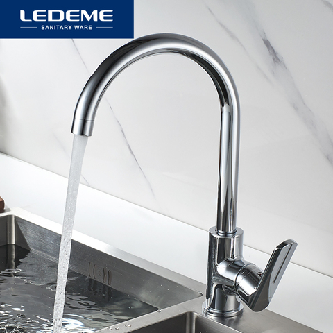 LEDEME Kitchen Faucet Modern Single Handle Mixer Sink Tap Hot and Cold Water Deck Mounted Chrome Kitchen Faucets Taps L4066 ► Photo 1/6