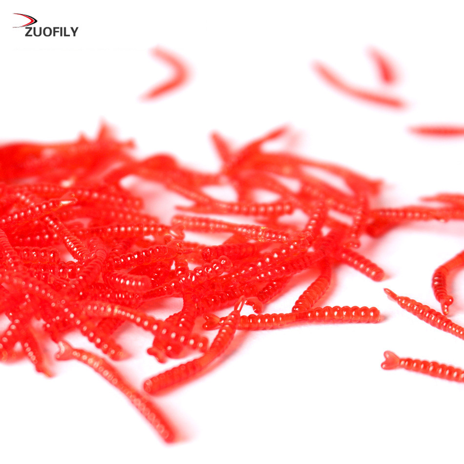 100Pcs/Lot Red Earthworm Silicone Bait Worms Artificial Fishing