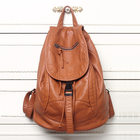 New Designer Washed Leather Bag High-grade Leather Women Backpacks Mochilas Mujer School Backpack for Girls Rucksack Travel Bag ► Photo 1/6