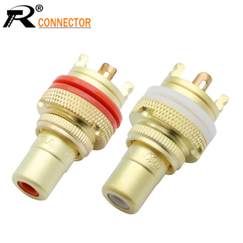 2Pcs/1Pair Luxury Gold plated RCA Jack Connector Panel Mount Chassis Audio Socket Plug Bulkhead with NUT Solder CUP 3Colors ► Photo 1/6