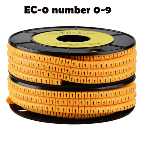 1000PCS yellow 0-9 Free shipping EC-0 Cable Wire Marker Number 0 to 9 For Cable Size 1.5 sqmm PVC material ► Photo 1/5