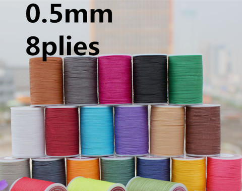 YL050 8plies 120m long 0.5mm round waxed thread for leather sewing leather stitching string ► Photo 1/6