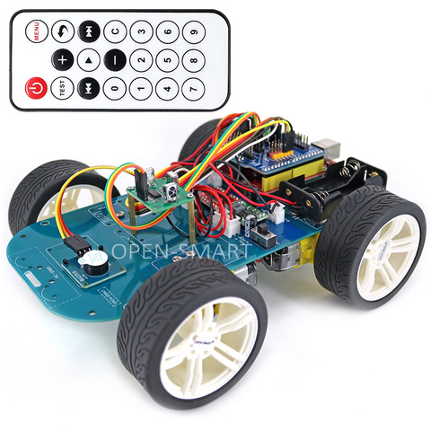 OPEN-SMART 4WD Wireless IR Remote Control Rubber Wheel Gear Motor Smart Car Kit with Tutorial for Arduino UNO R3 Nano Mega2560 ► Photo 1/1