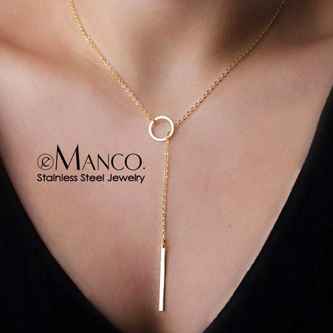 eManco Aesthetic Stainless Steel Necklaces for women Korean Pendant Gold Choker Necklace for Woman  Fashion Jewelry ► Photo 1/4