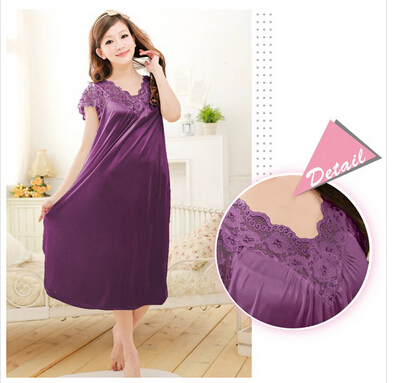 Free shipping women lace sexy nightdress girls plus size bathrobe Large size Sleepwear nightgown Y02-3 ► Photo 1/5