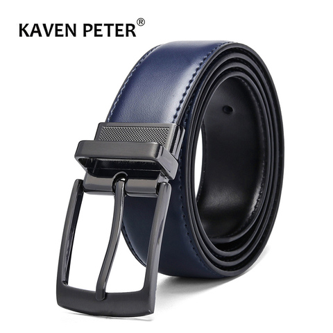 Luxury Fashion Male Reversible Leather Belt Men Business Trouser Belt Genuine Men Leather Belts For Jeans Blue Dark Brown Black ► Photo 1/6