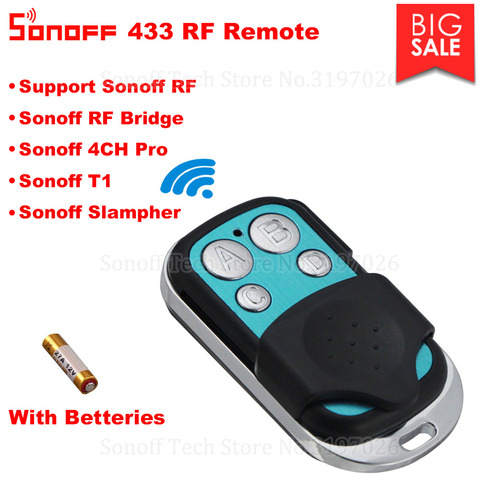 Itead Sonoff RF 433 Wireless 4 Button Remote Control For Sonoff RF Bridge Slamper 4CH Pro R2 Electric Remote Key Fob Controller ► Photo 1/6