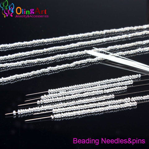 OlingArt 2022 new AAA 0.45 * 100mm 24pcs hand tools beaded pin Beading needle DIY bead earrings Bracelet necklace jewelry making ► Photo 1/5