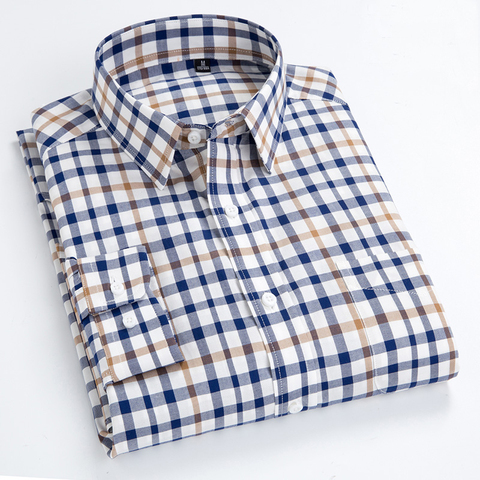 Spring Summer New Men's Shirts Men's Long Sleeves Small Plaid Shirts High Quality 100% Cotton Casual Shirt Fashion Colther ► Photo 1/5