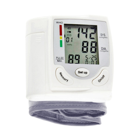 Automatic Digital LCD Display Wrist Blood Pressure Monitor Heart Beat Rate Pulse Meter Measure Tonometer Sphygmomanometer White ► Photo 1/6