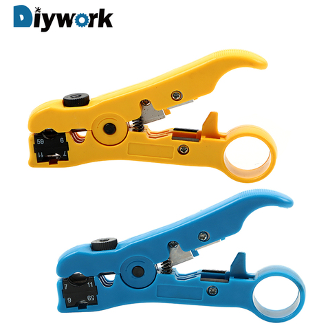 DIYWORK for UTP/STP RG59 RG6 RG7 RG11 Cable Wire Pliers Cutter Striper Multi-functional  Electric Stripping Tools ► Photo 1/6