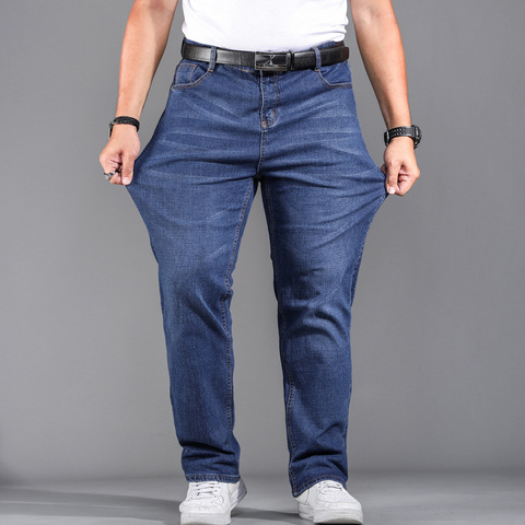 High Quality Stretch Plus Big Size 29 - 44 46 48 90% Cotton Straight Denim Jeans Men Famous Brand 2022 Spring ► Photo 1/5