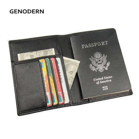 GENODERN Genuine Leather RFID Blocking Passport Holder CowhiderTravel Wallet Cover Case with Card Holder Fashion Passport Covers ► Photo 1/6