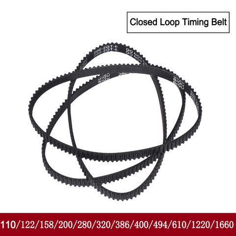 GT2 Closed Loop Timing Belt Rubber 110/122/158/200/400/610/1220mm 2GT BELT width 6mm suitably GT2 pulley for 3d printer parts ► Photo 1/6