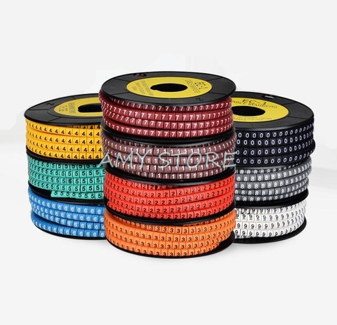 1000Pcs 0 to 9 number 2.5mm2 Cable Wire Marker Spiral Wrapping Colored 18AWG-12 AWG EC-1 ► Photo 1/2