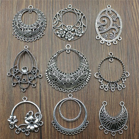 6pcs/lot Antique Silver Color Earring Connector Charms For Jewelry Making Charms Earring Connector Jewelry Findings DIY ► Photo 1/2