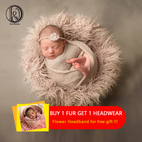 D&J Newborn Photography Props Soft Baby Fur Blankets Faux Fur Background Blankets Cute Infant Kids Fotografia De Baby Fotografia ► Photo 1/6