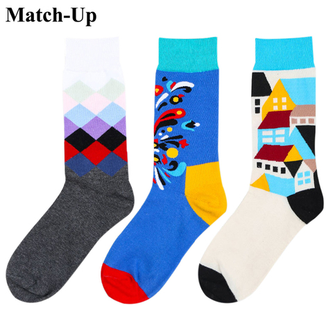 Match-Up NewCombed cotton  Color Socks for Couple Harajuku Street Tide Casual cotton compression mens socks us size(5-9) ► Photo 1/6