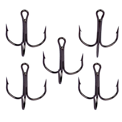 10pcs/lot 2# 4# 6# 8# 10# Overturned High Carbon Steel Fishing Hooks Material Treble Black Hooks For Bass Pike Tackle ► Photo 1/6