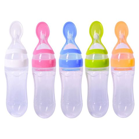 Newborn Baby Squeezing Feeding Bottle Silicone Training Rice Spoon Infant Cereal Food Supplement Feeder Safe Tableware Tools ► Photo 1/6