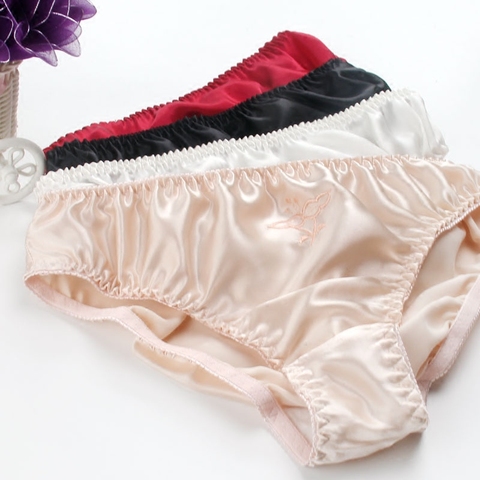 SALE! Pure Silk Panties Women 100% Mulberry Silk Briefs Low-waist Lingerie M/L/XL/XXL ► Photo 1/3