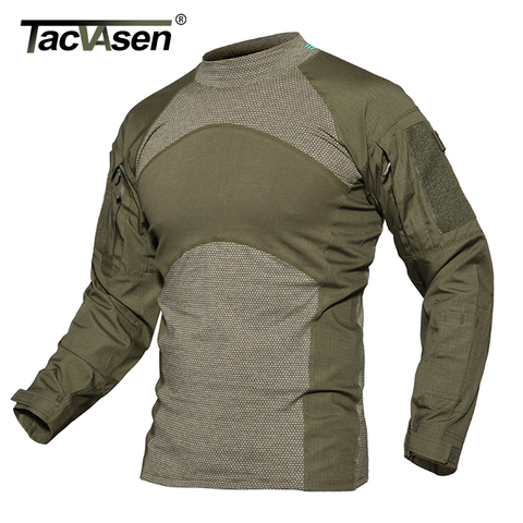 TACVASEN Men Summer Tactical T-shirt Army Combat Airsoft Tops Long Sleeve Military tshirt Paintball Hunt Camouflage Clothing 5XL ► Photo 1/6