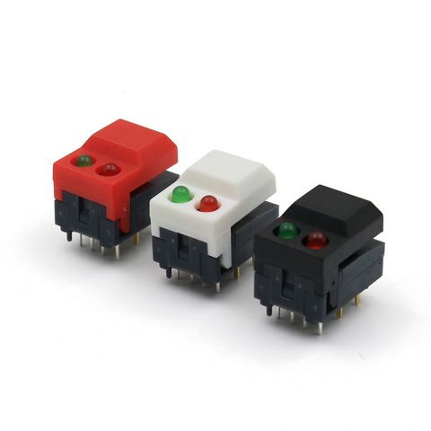 10Pcs PB86-A2 Red and Green LED 8Pin Momentary PCB Mount SPDT Square Push Button Tact Switch ► Photo 1/6
