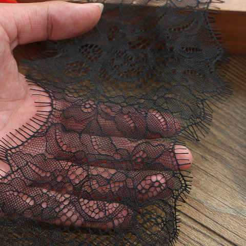 3meters/lot 13cm Width Fashion High Quality Handmade DIY Black Eyelash Lace Trimming, lace fabric ► Photo 1/6