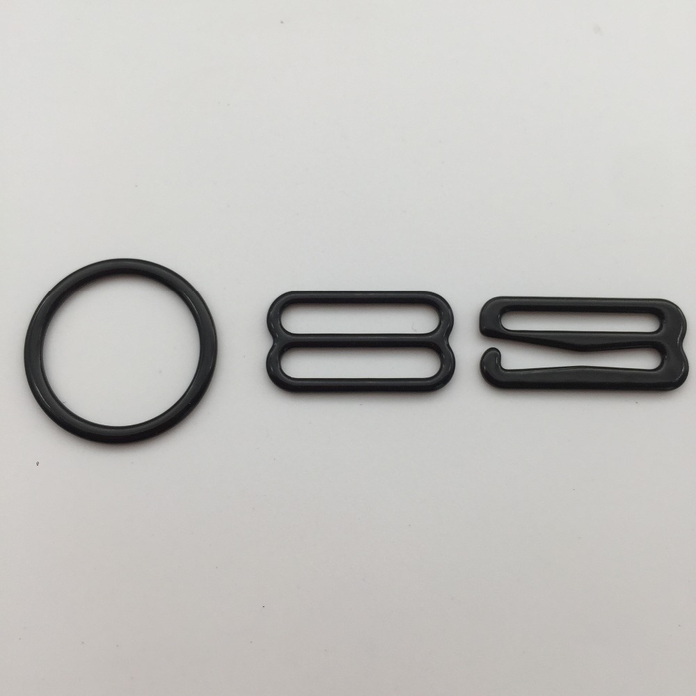 100pcs/lot Black Bra Adjuster Metal Slider Hook Ring for Bikini