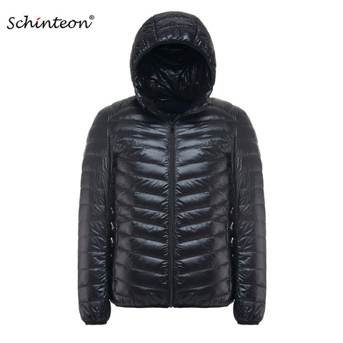 Schinteon Men White Duck Down Jacket Ultra Light Thin Casual Coat Outerwear with Hood New Arrival Autumn Plus Size M-6XL ► Photo 1/6