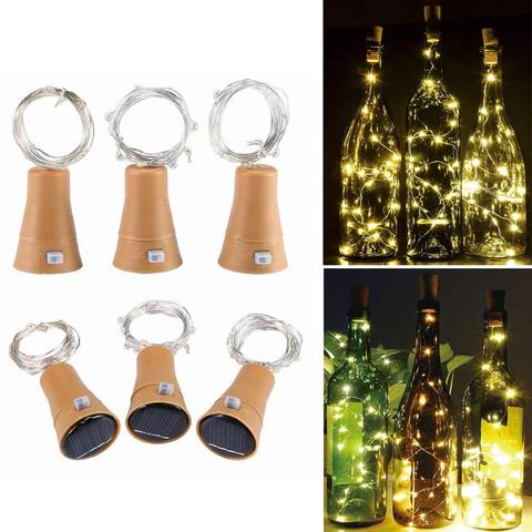 Solar Wine Bottle Lights, 6 Pack 20 LED Waterproof Copper Cork Shaped Lights Firefly String Lights for DIY Home Decor ► Photo 1/6
